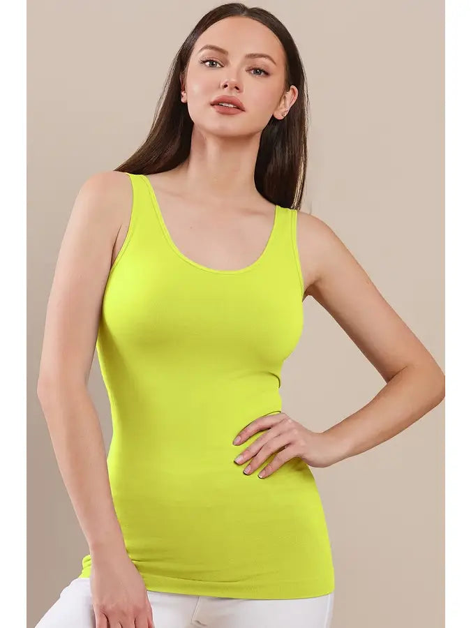 Reversible Basic Seamless Tank - Neon Yellow by Yelete