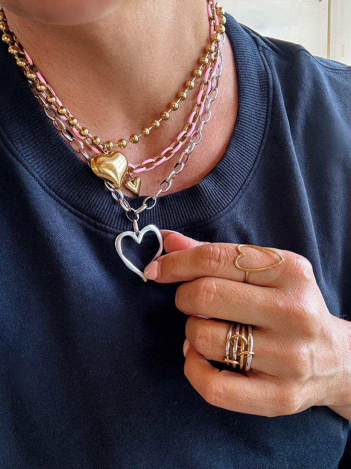 Heart Ball Chain Necklace by Blakeley