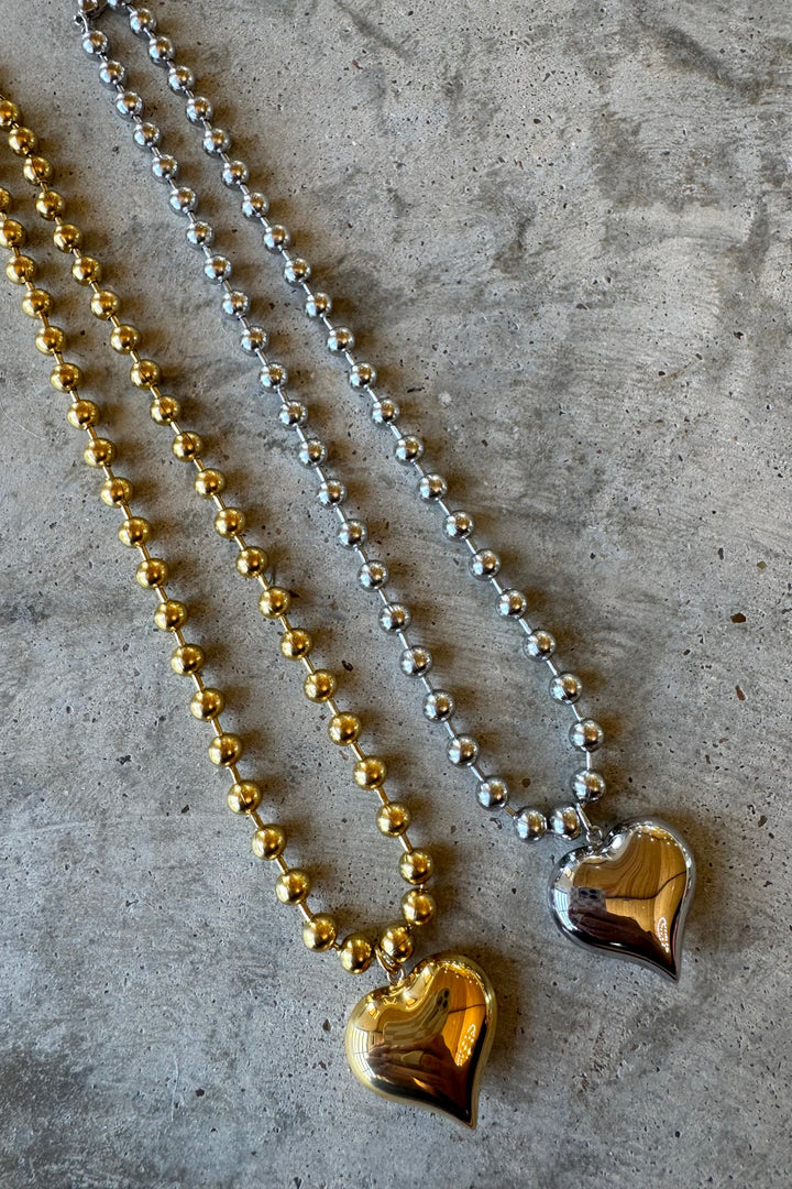Heart Ball Chain Necklace by Blakeley