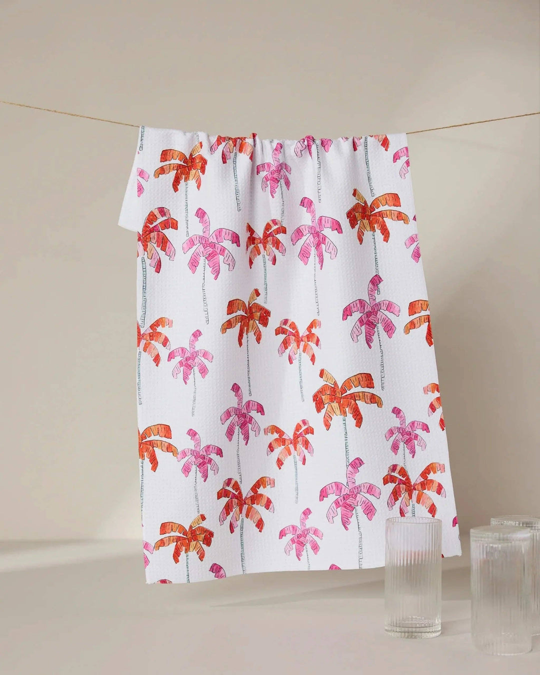 Pink Palms Tea Towel by Geometry