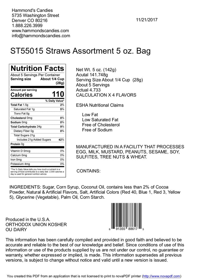 Classic Holiday Filled Straw Candies