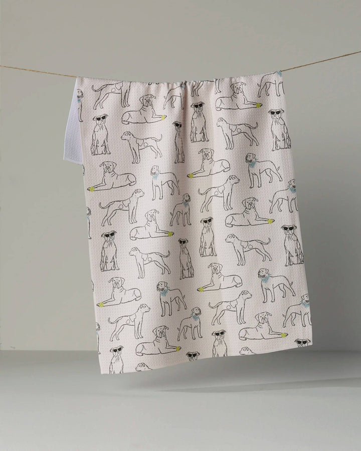 Bulldog Buddies Tea Towel - Storm by Geometry
