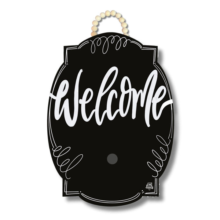 'Welcome' Oval with Wreath Mini DK Door Hanger