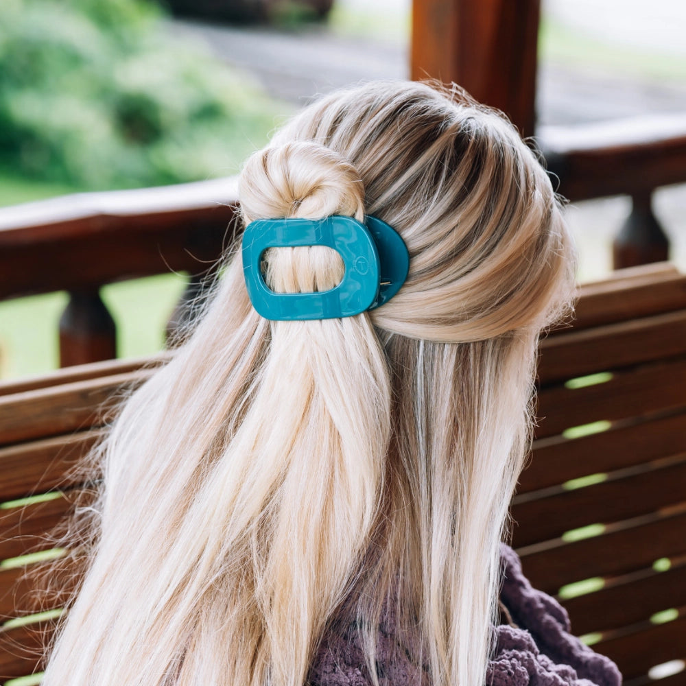 Medium Teleties Flat Oval Clip - Teal With It