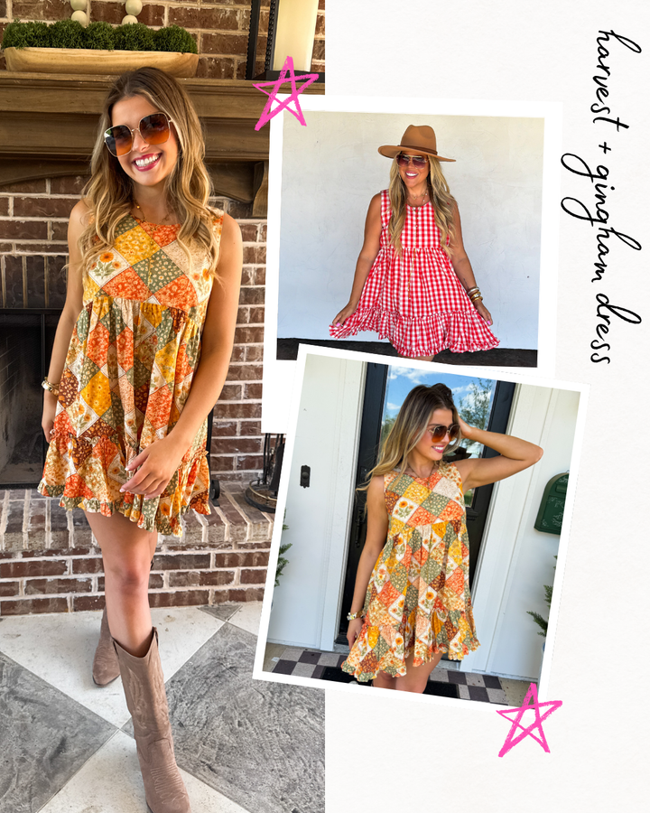 PREORDER: Harvest & Gingham Dress By Blakeley (Ships in September)