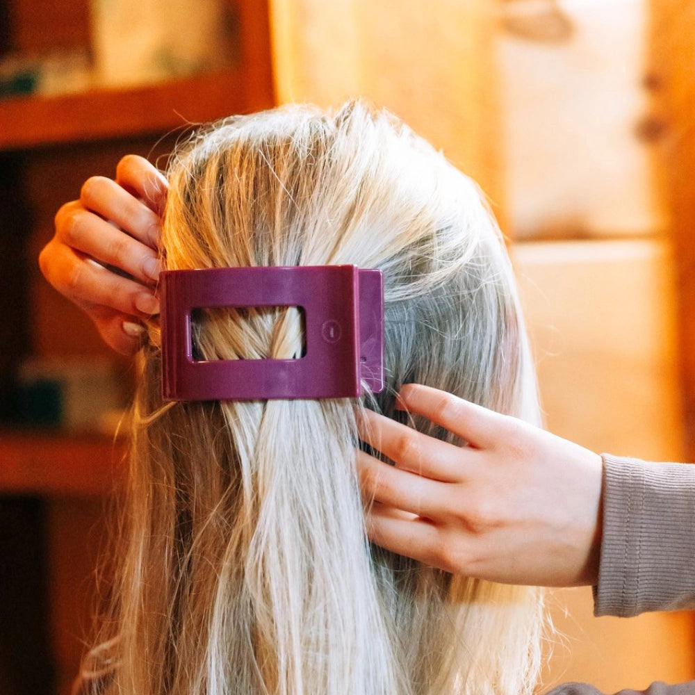 Medium Teleties Flat Rectangle Clip - Mulberry
