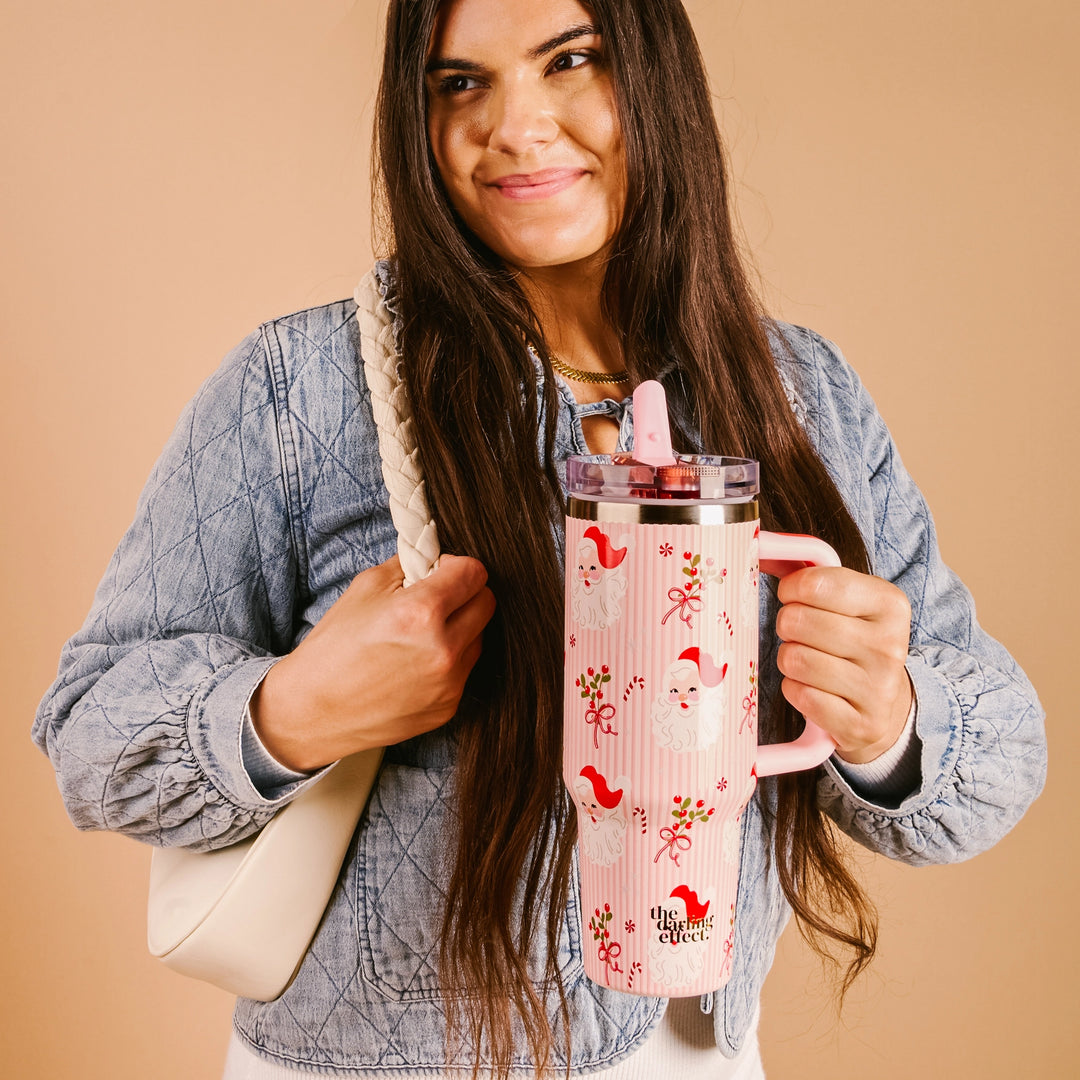 Holly Jolly Santa 40 oz Lifestyle Flip Straw Tumbler by the Darling Effect