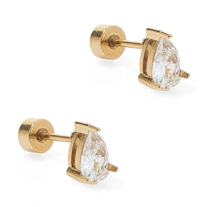 Screwback Stud Earrings - Paige Pear By Linny Co (Ships in 2-3 Weeks)