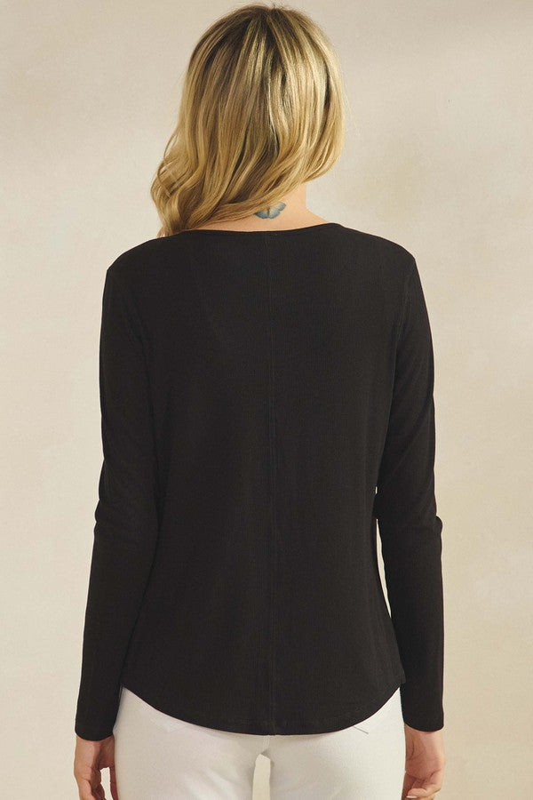 Pure Comfort Luxeair Ribbed Button Up Cardigan - Black by Yelete