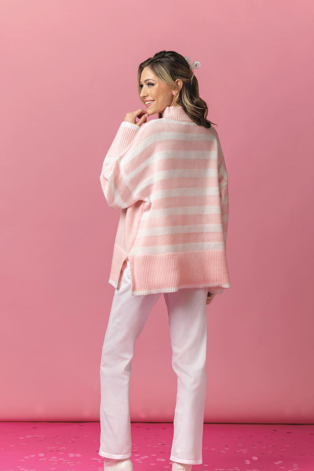 Pink Costner Striped Sweater by Mud Pie