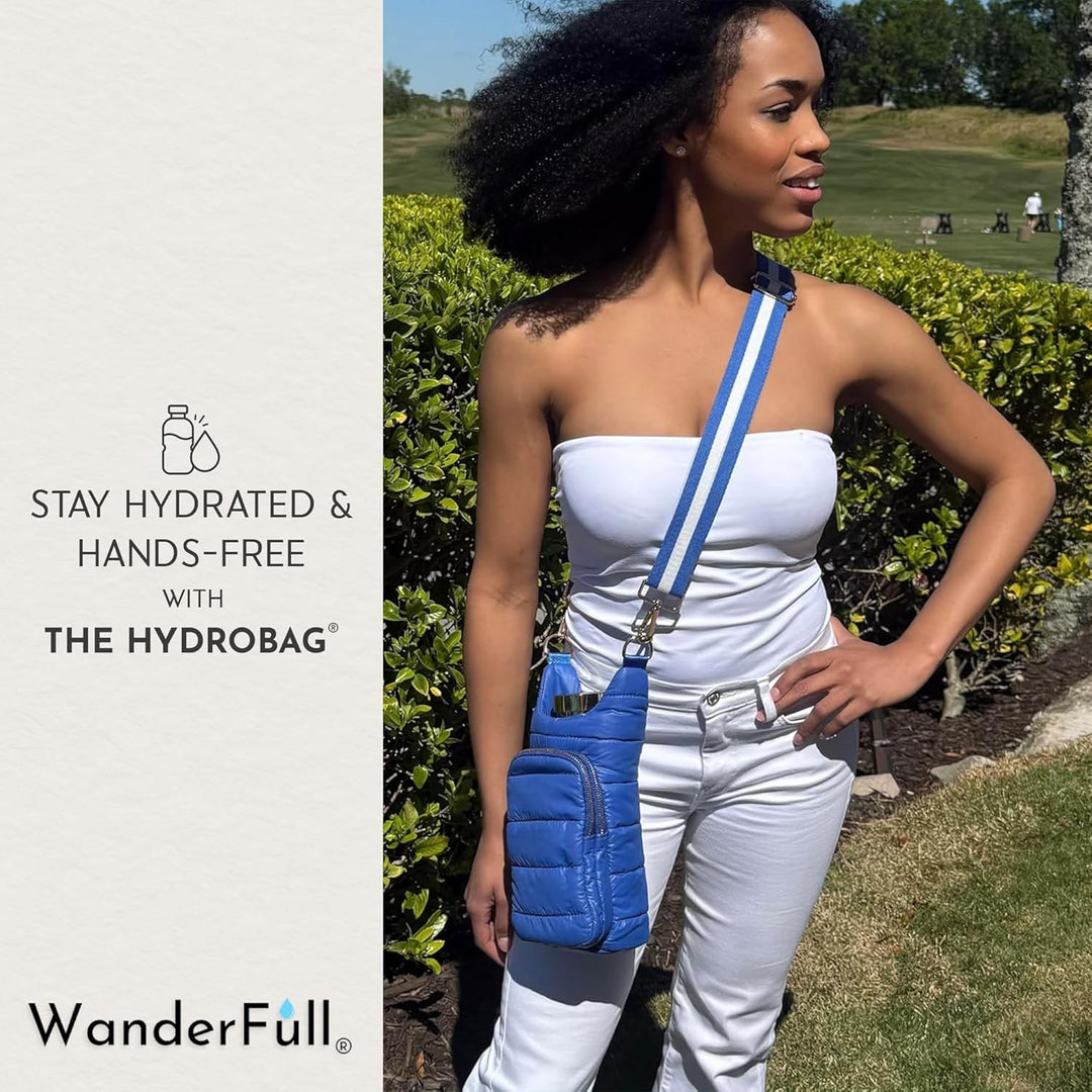 JUNE MARKET: Royal Blue HydroBag® with Blue & White Striped Strap by Wanderfull (Ships in 2-3 Weeks)