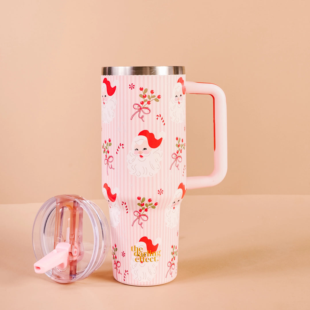 Holly Jolly Santa 40 oz Lifestyle Flip Straw Tumbler by the Darling Effect