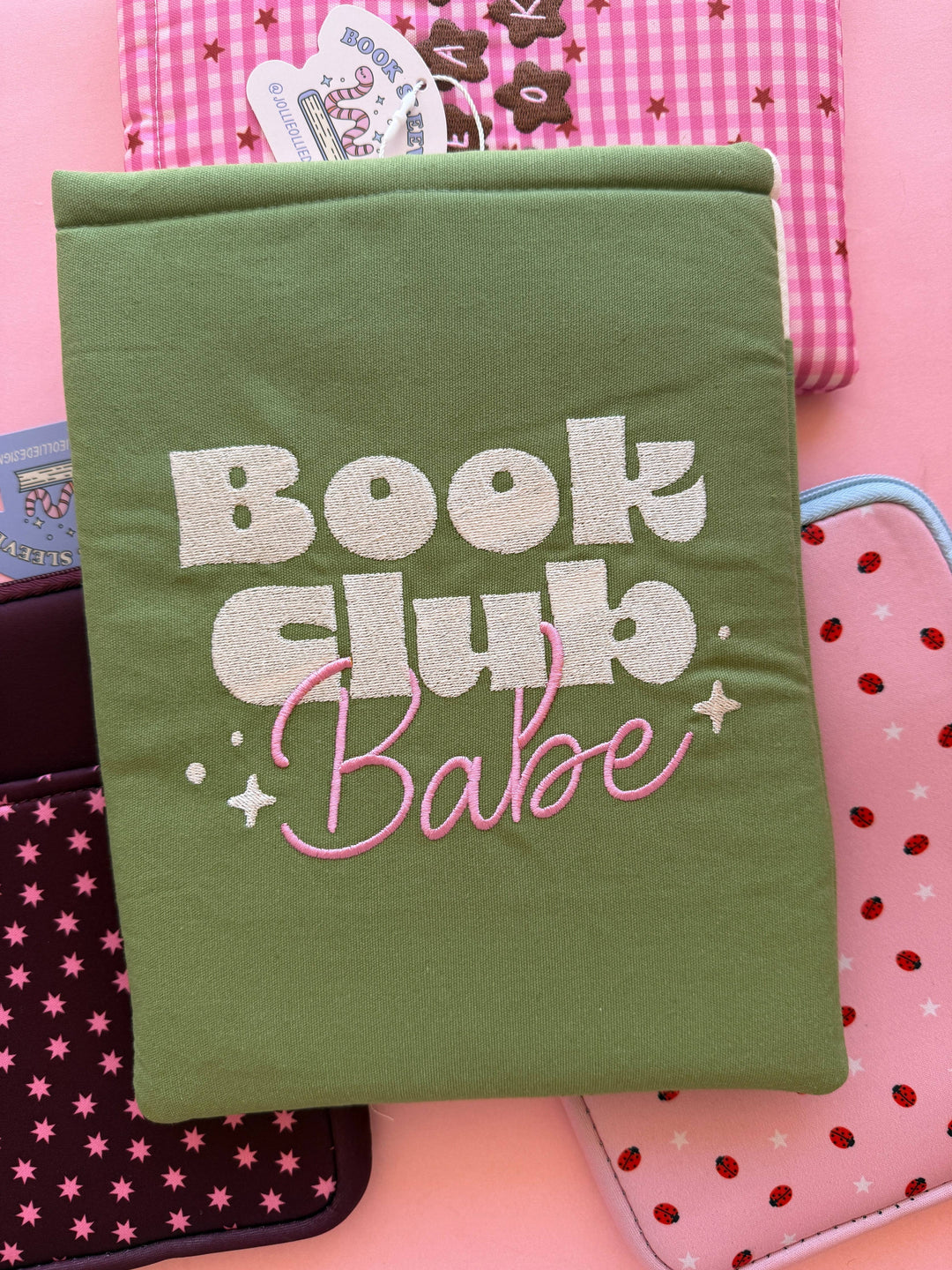 'Book Club Babe' Embroidered Book Sleeve