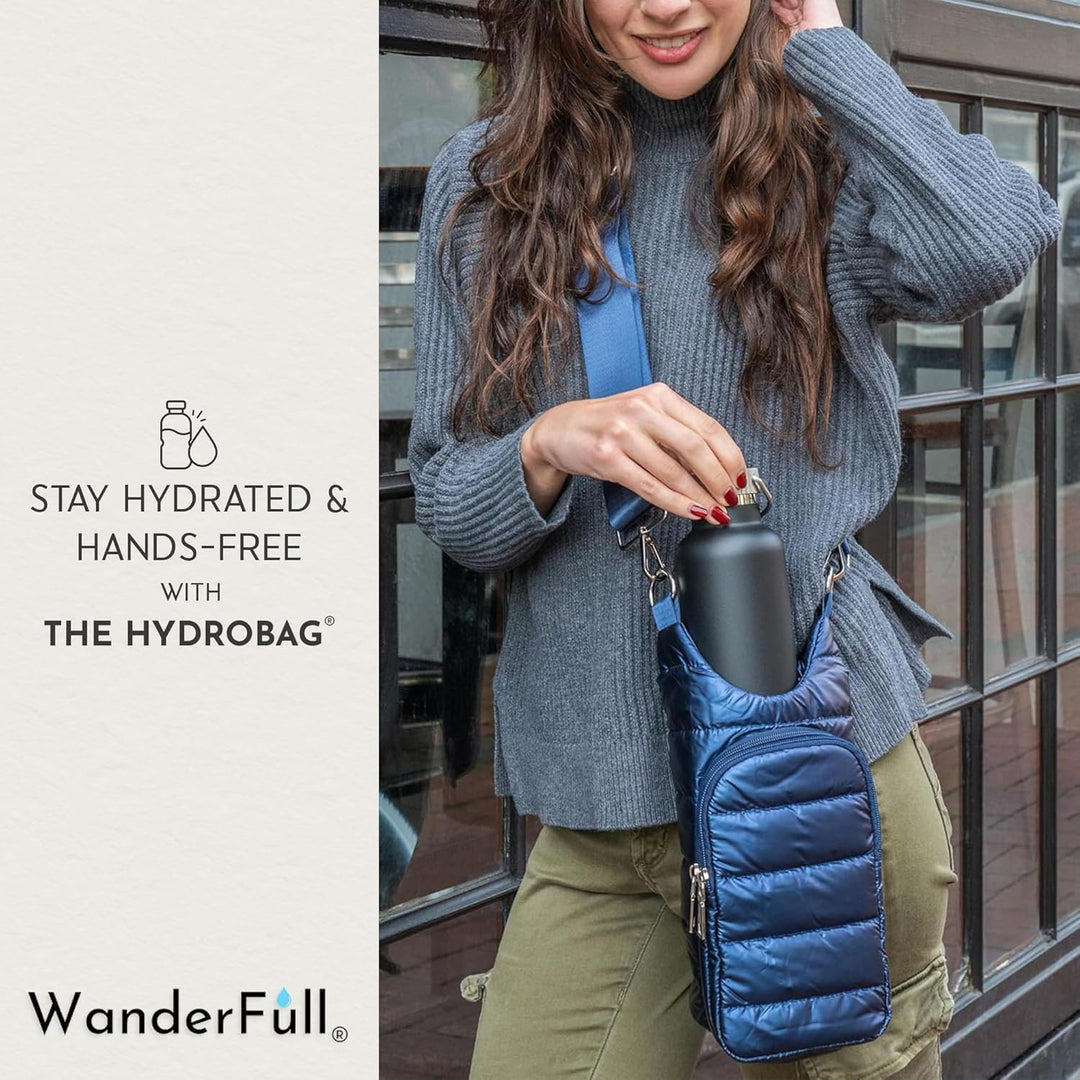 JUNE MARKET: Navy Blue Shiny HydroBag® with Matching Solid Navy Strap by Wanderfull (Ships in 2-3 Weeks)