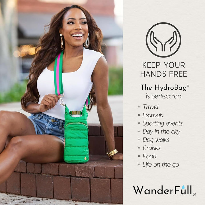 JUNE MARKET: Kelly Green Matte HydroBag® with Pink/Green Strap by Wanderfull (Ships in 2-3 Weeks)