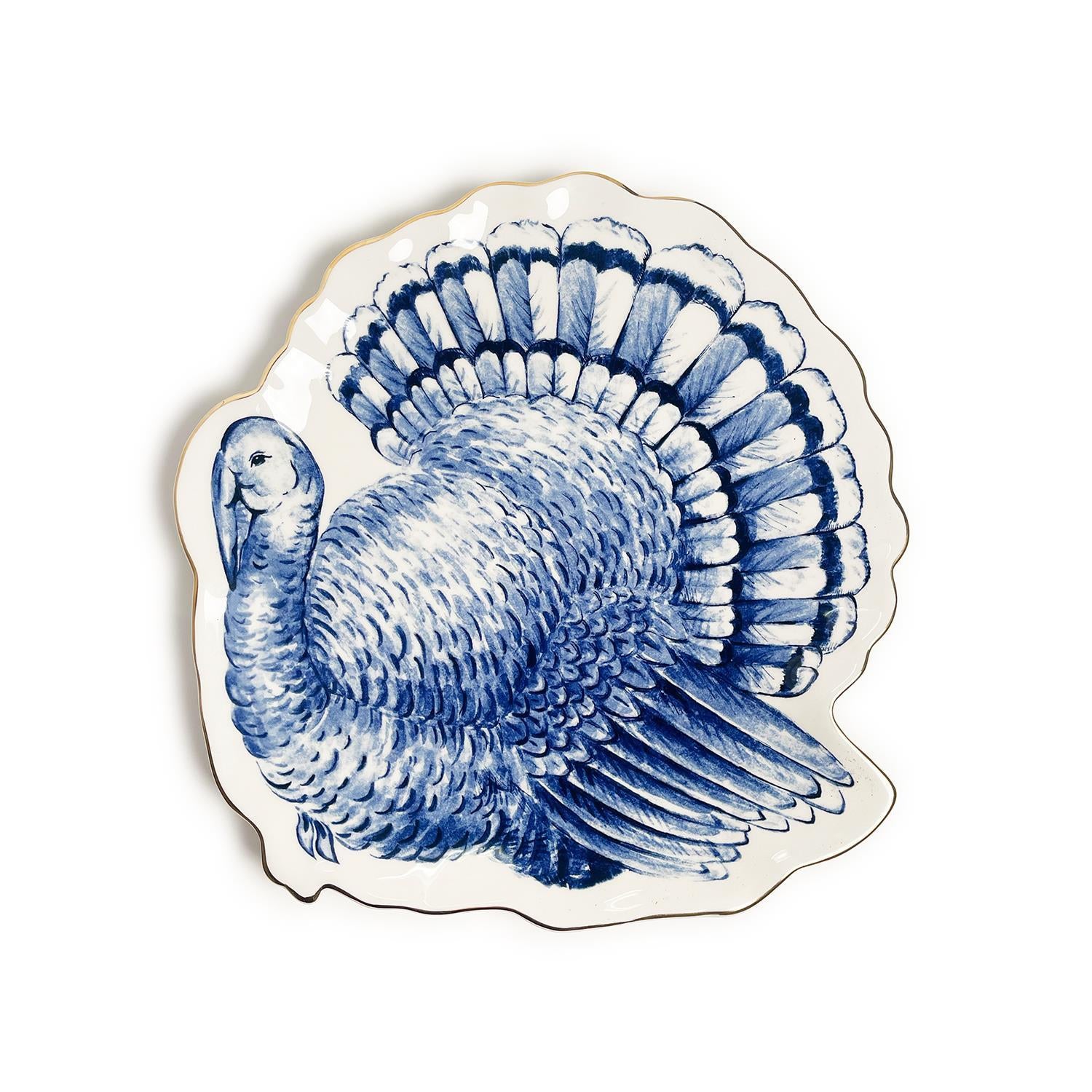 Blue & White Turkey Serving Plate
