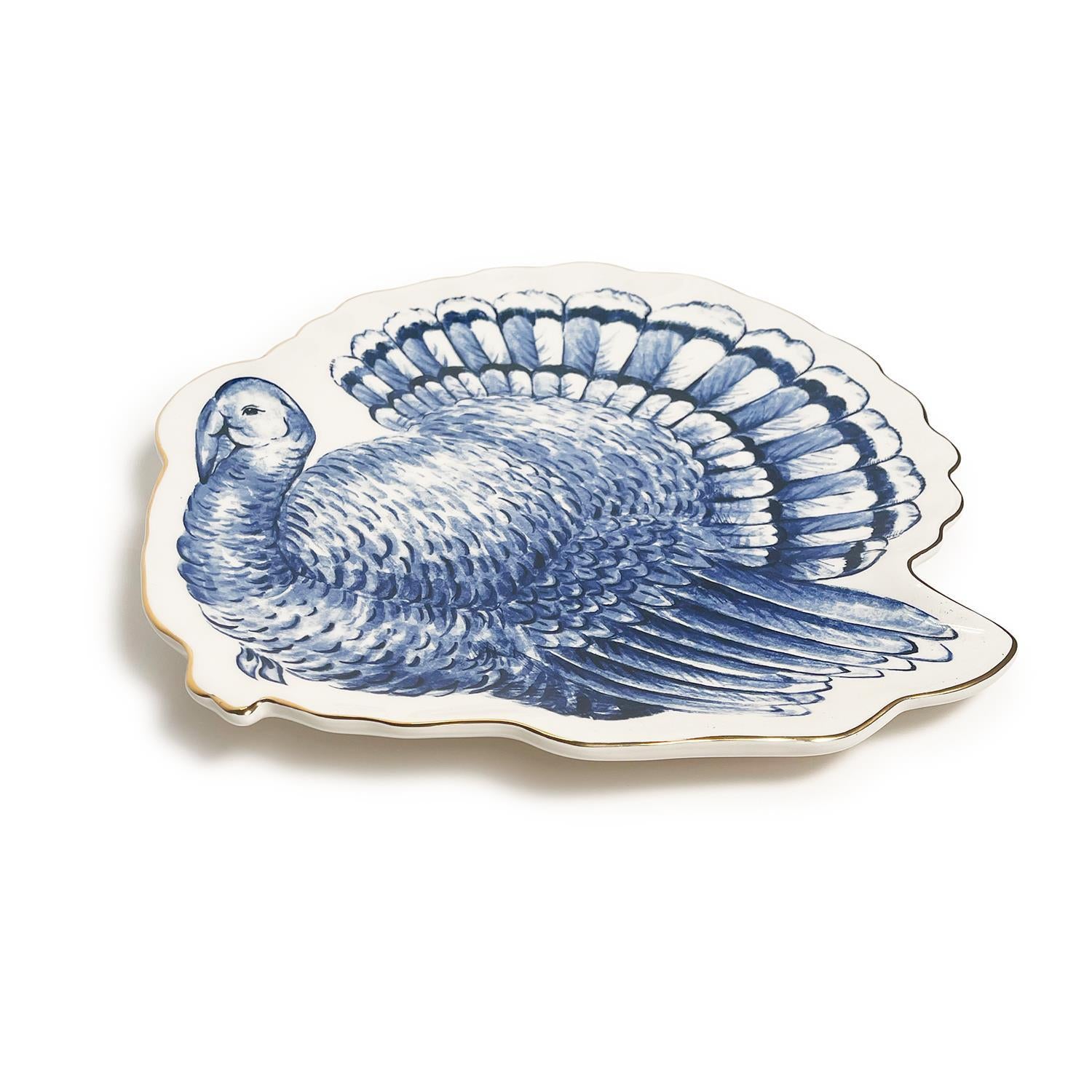 Blue & White Turkey Serving Plate