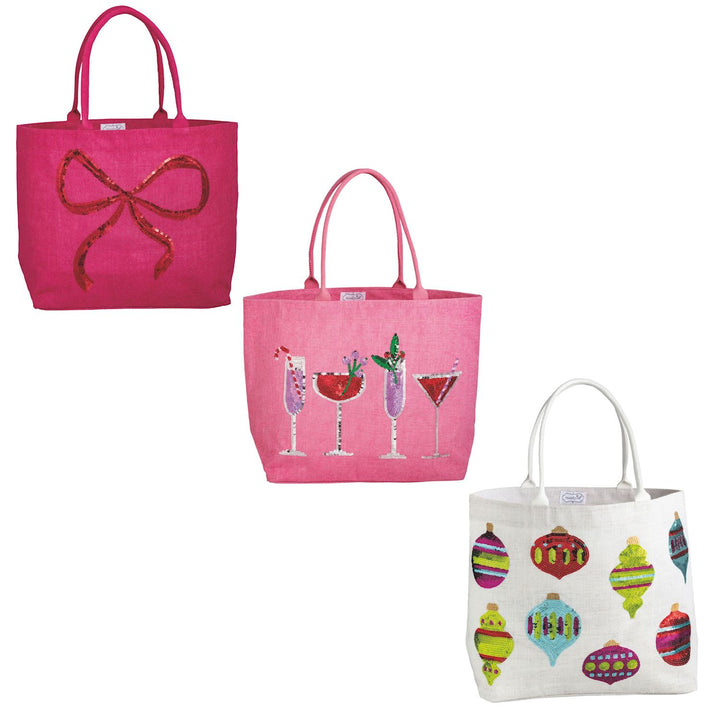Cute Holiday Sparkle Totes by Mud Pie
