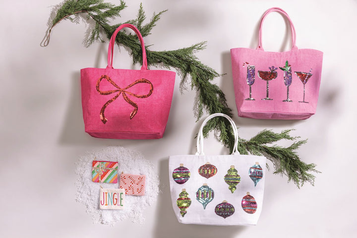 Cute Holiday Sparkle Totes by Mud Pie
