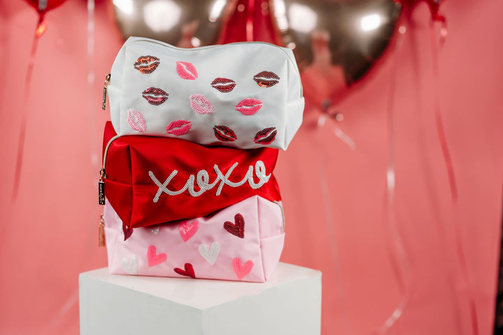 Valentine's Sparkle Zip Cases by Mud Pie