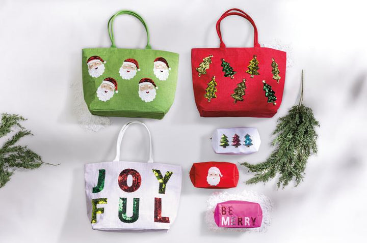 Classic Holiday Sparkle Totes by Mud Pie