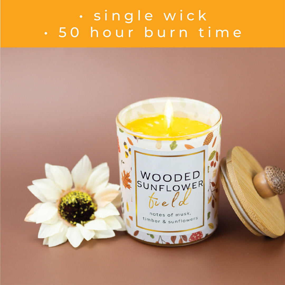 Wooded Sunflower Field 10oz Candle