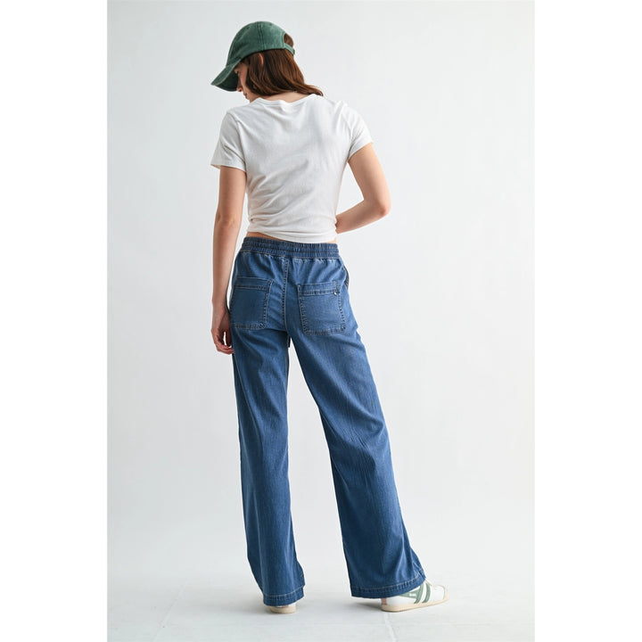 High-Rise Wide Denim Joggers By Mica Denim