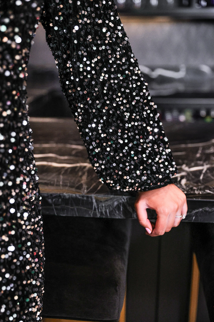 Old Flame Sequin Dress - Black by Jess Lea