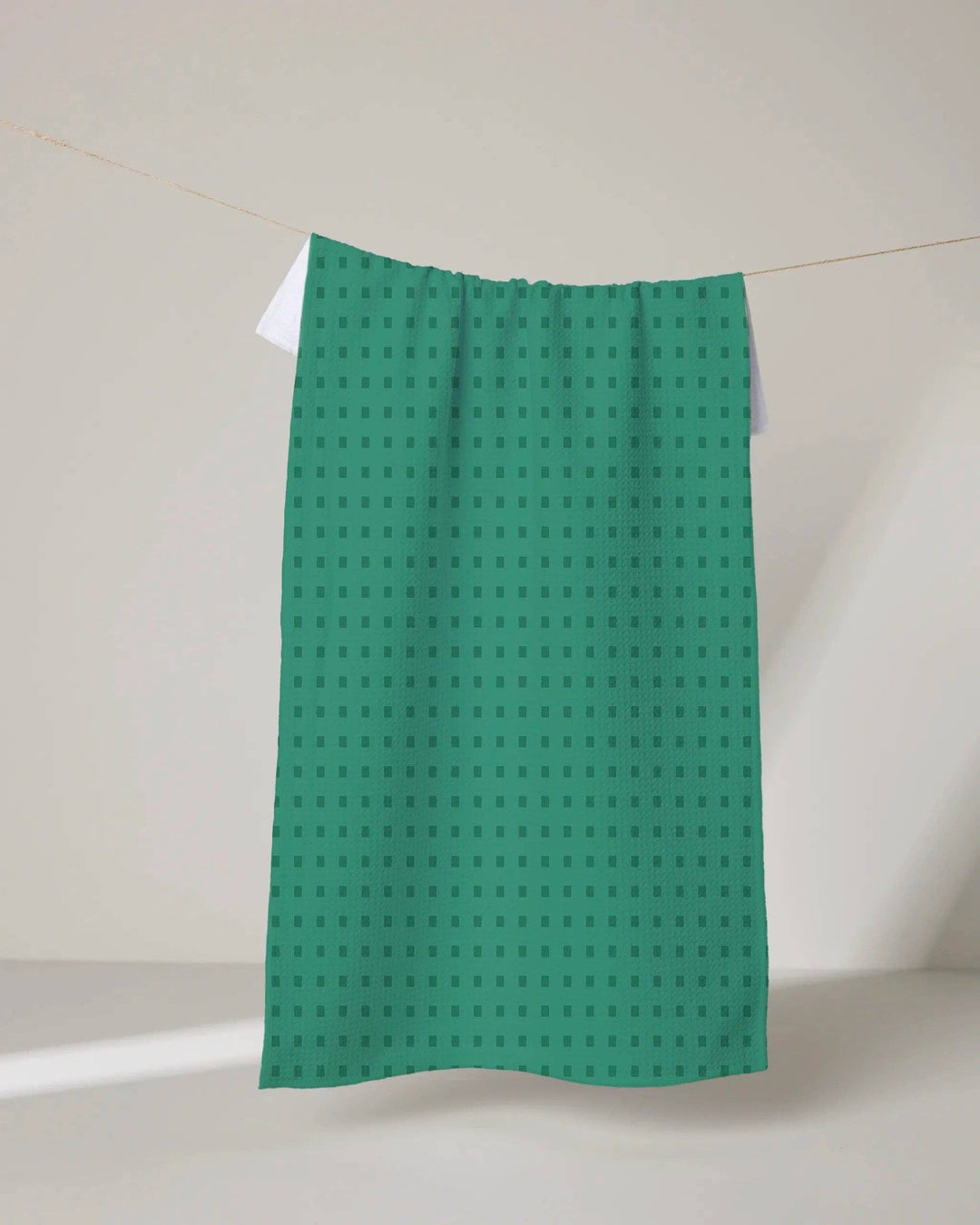 Teal Confetti Tiles Tea Towel by Geometry