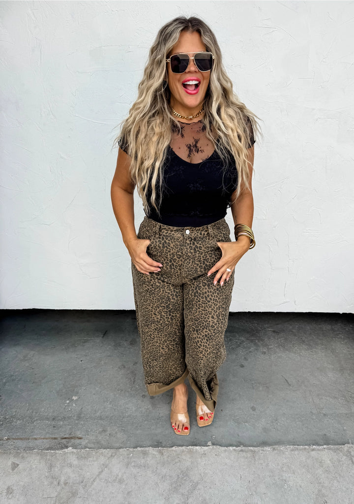 Cheetah Barrel Jeans by Blakeley