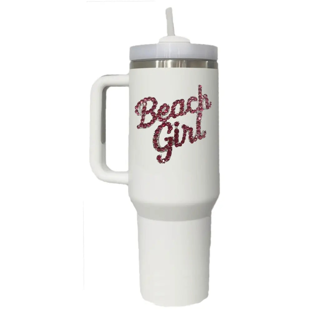 JUNE PREORDER: Beach Girl 40oz Tumbler White by the Queens Jewels (Ships in 2-3 Weeks)