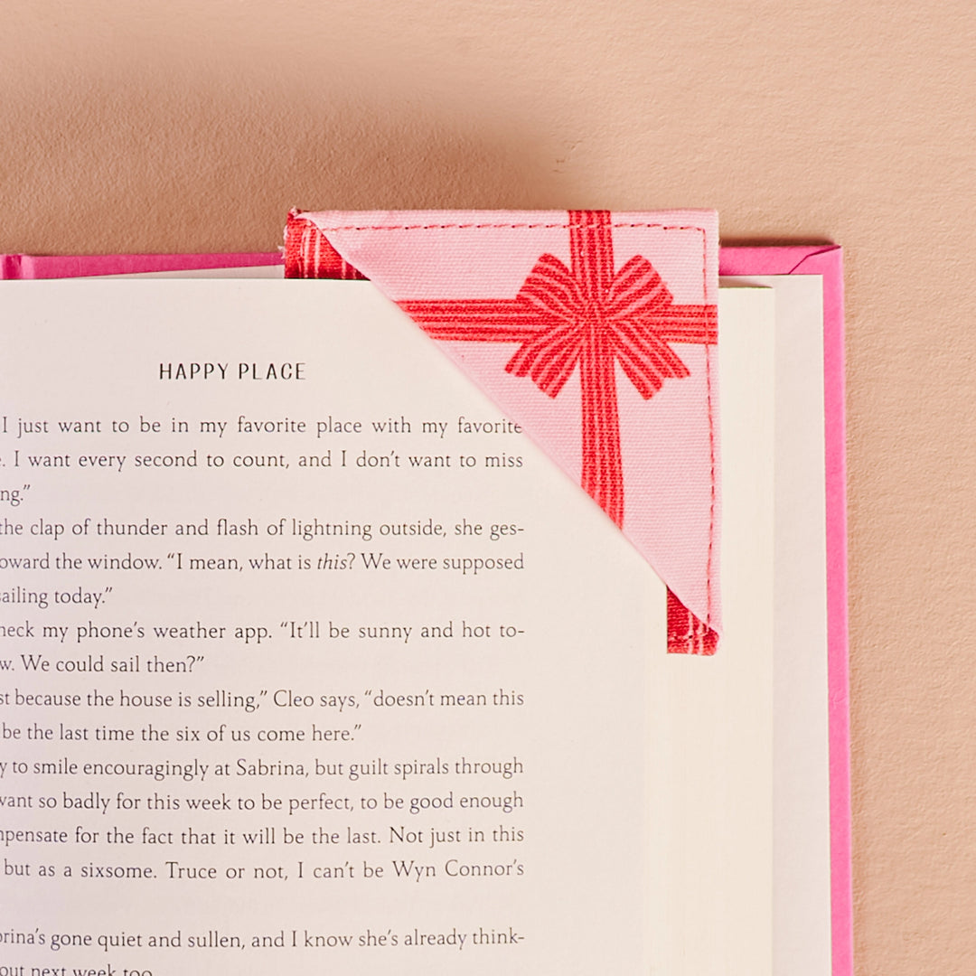 Corner Keeper Fabric Bookmark - Holiday Gift Bow Red by the Darling Effect