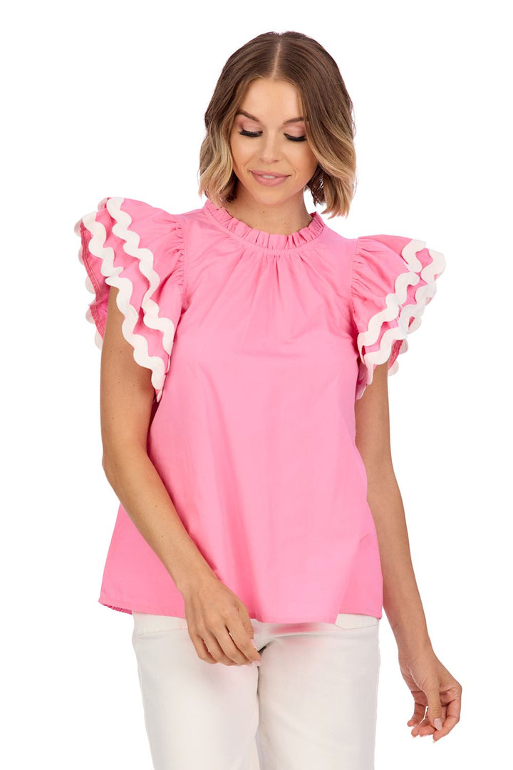 Angie Ric-Rac Top - Pink by Mud Pie