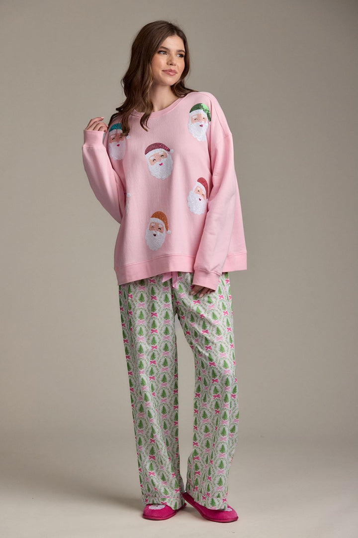 Blush Santa Sparkle Sweatshirt by Mud Pie