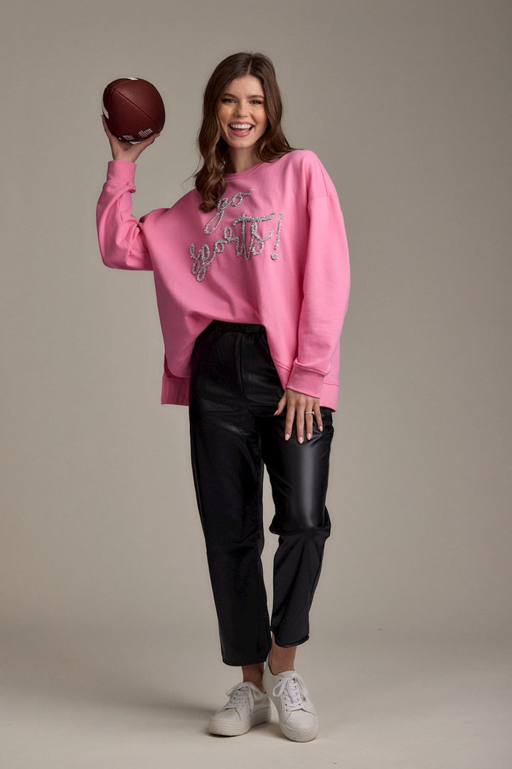 'Go Sports!' Pink Sparkle Sweatshirt by Mud Pie