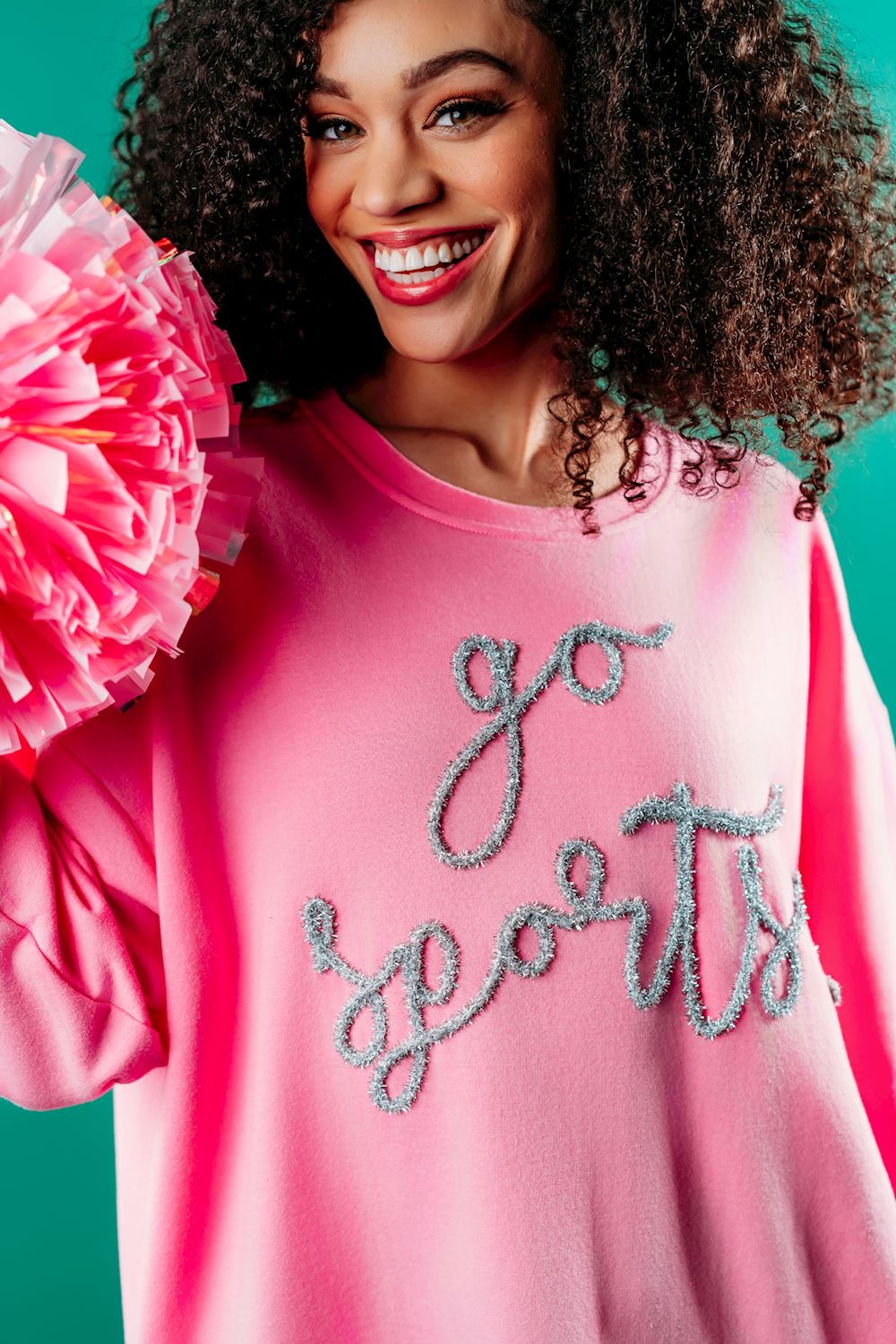 'Go Sports!' Pink Sparkle Sweatshirt by Mud Pie
