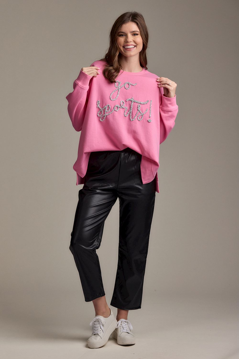 'Go Sports!' Pink Sparkle Sweatshirt by Mud Pie