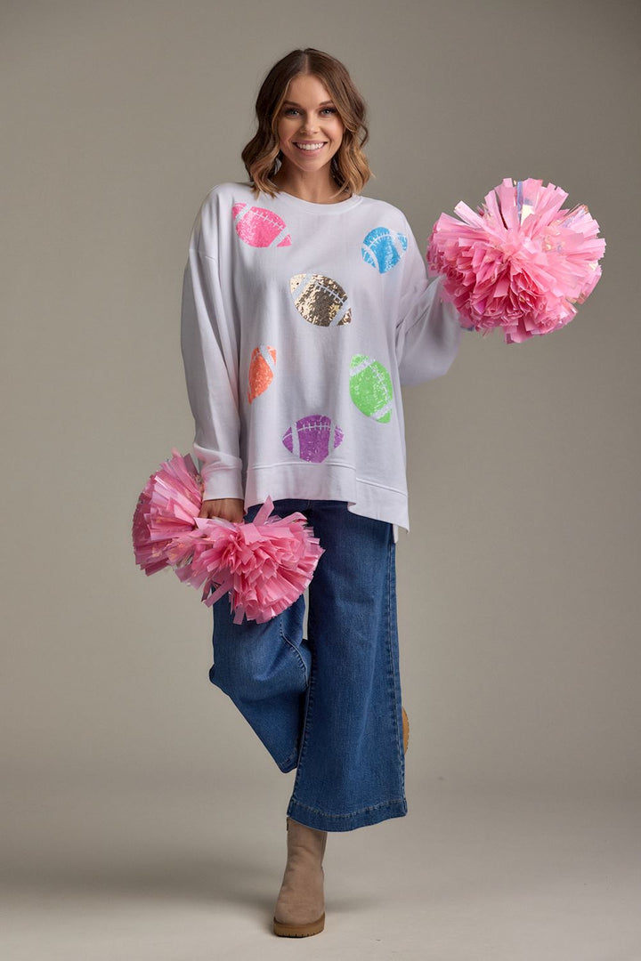 Football Sparkle Sequin Sweatshirt by Mud Pie