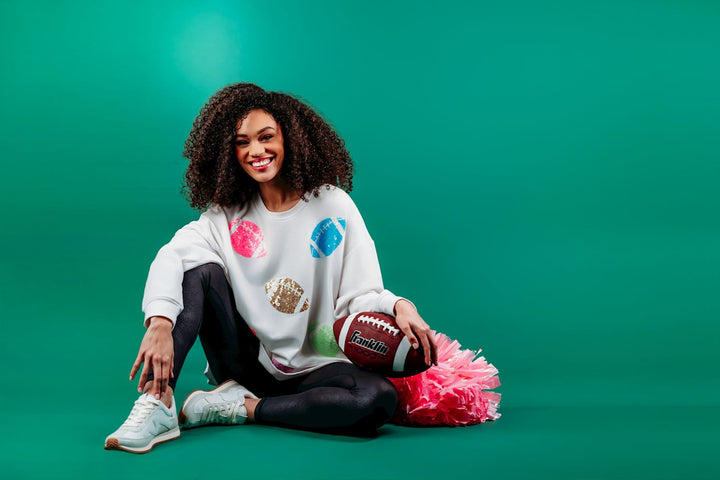 Football Sparkle Sequin Sweatshirt by Mud Pie