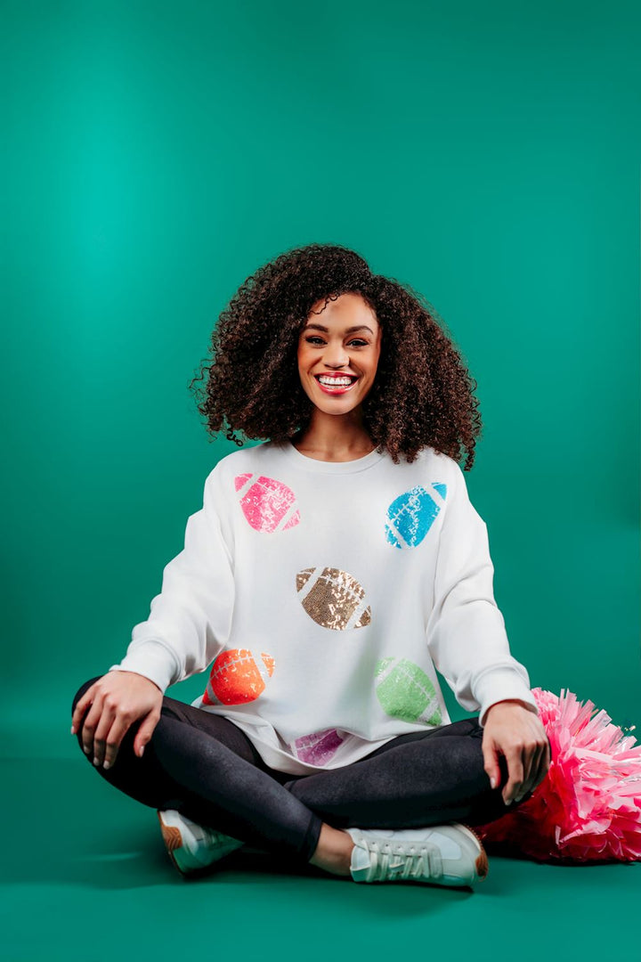 Football Sparkle Sequin Sweatshirt by Mud Pie