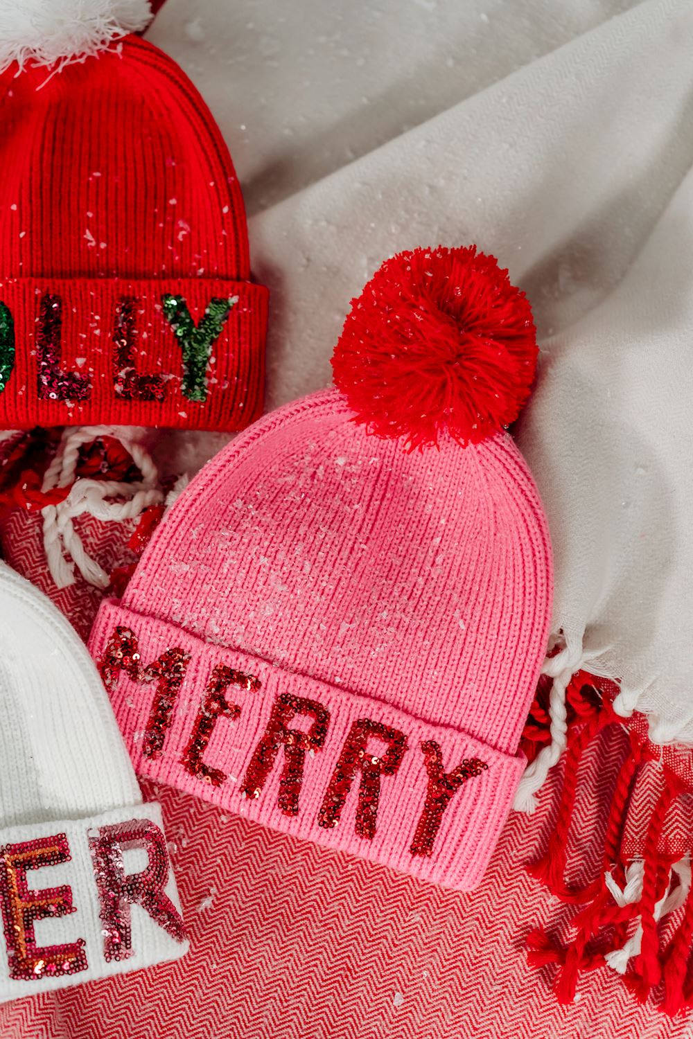 Sequin Holiday Beanies by Mud Pie