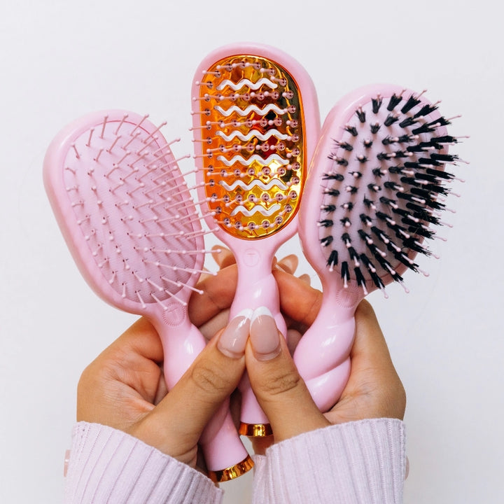 Bubblegum Pink Mini Vented Hair Brush by Teleties (Ships Next Week)