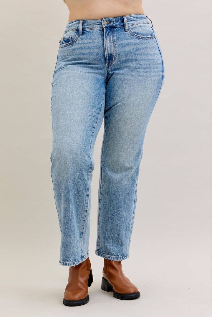 Heather Mid Rise Rigid Magic Straight