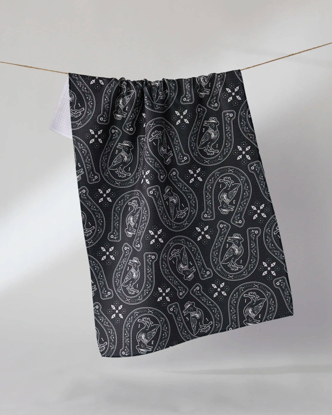 Lucky Crow Black Tea Towel by Geometry