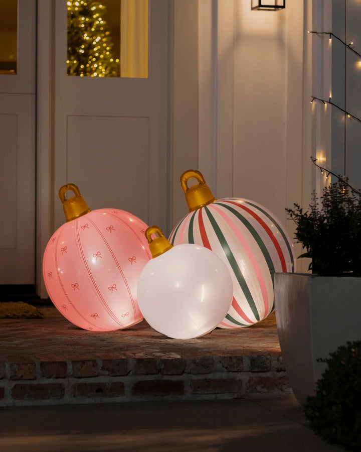 Pink Christmas Light Up Inflatable Ornaments - Set of 3 by Funboy