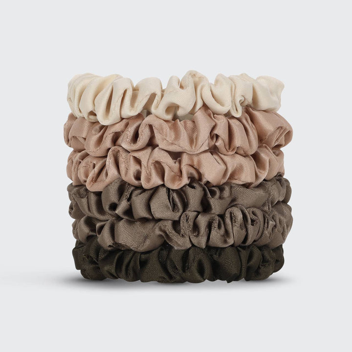 Ultra Petite Satin Scrunchies Set of 6 - Eucalyptus
