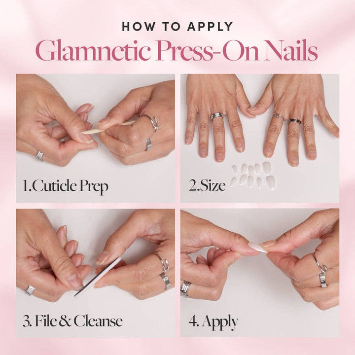 Press-On Glamnetic Nails - White Swan