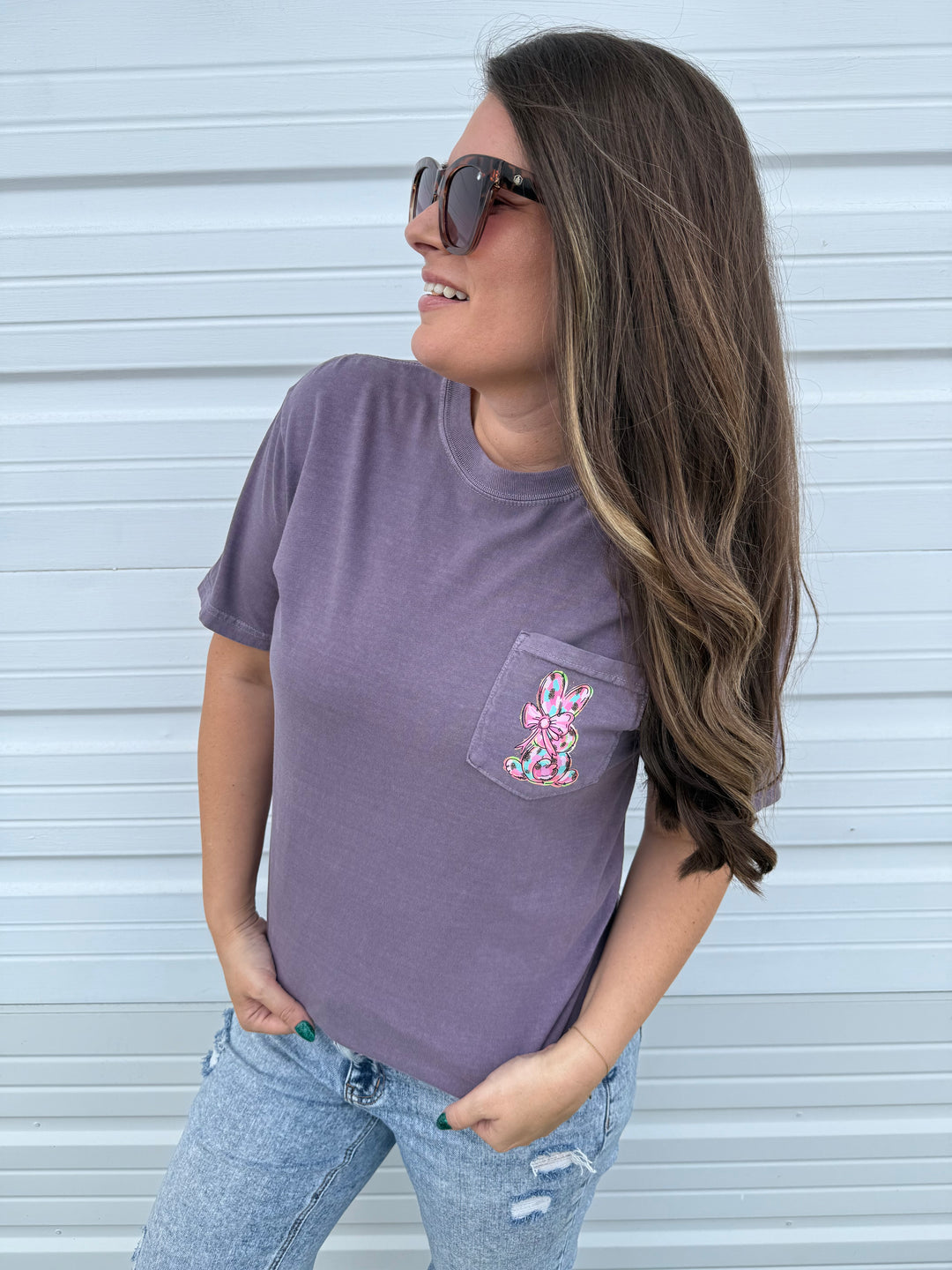 by PrepO: Watercolor Bunny Pocket Graphic Tee (Ships in 2-3 Weeks)