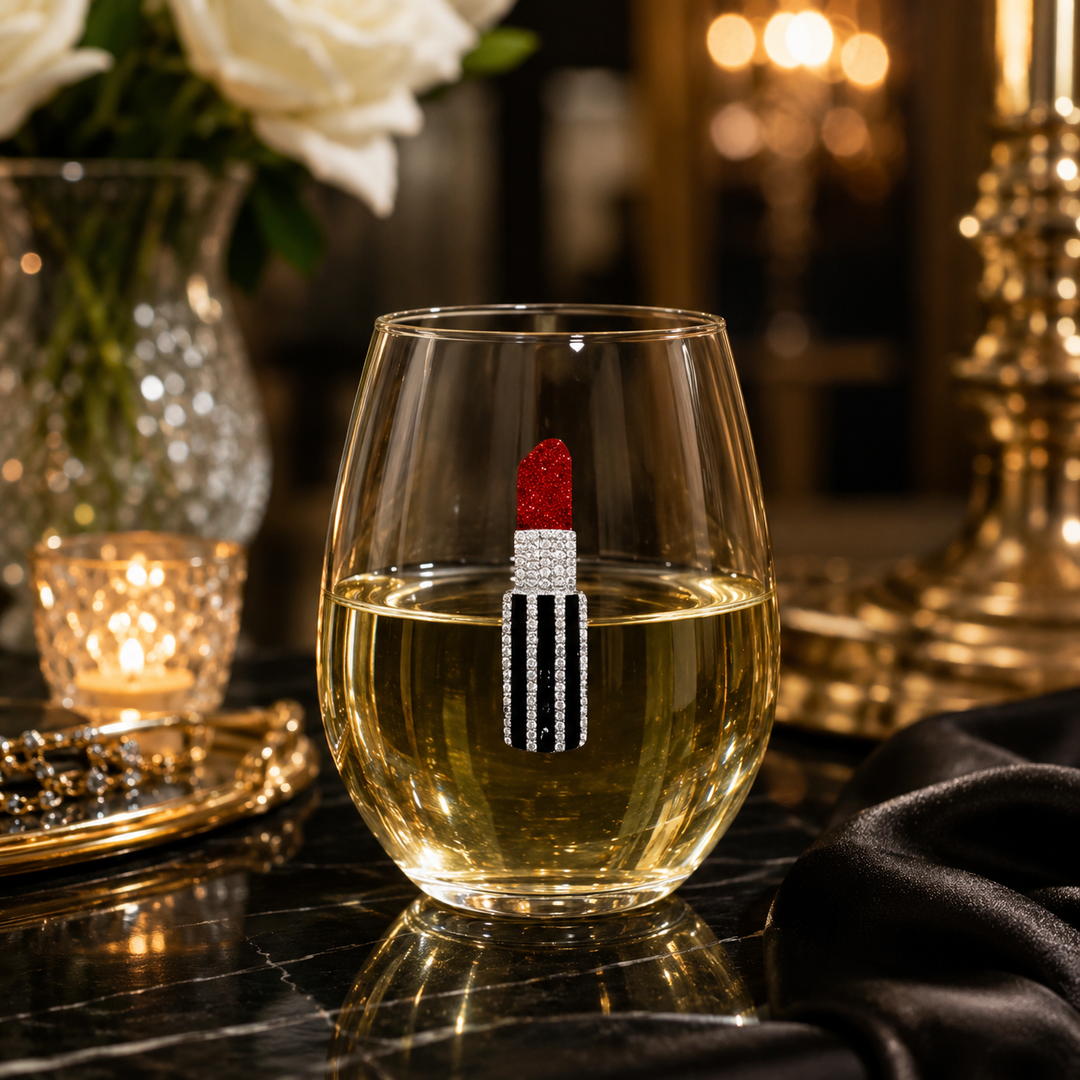 JUNE PREORDER: Red Lipstick Stemless by the Queens Jewels (Ships in 2-3 Weeks)