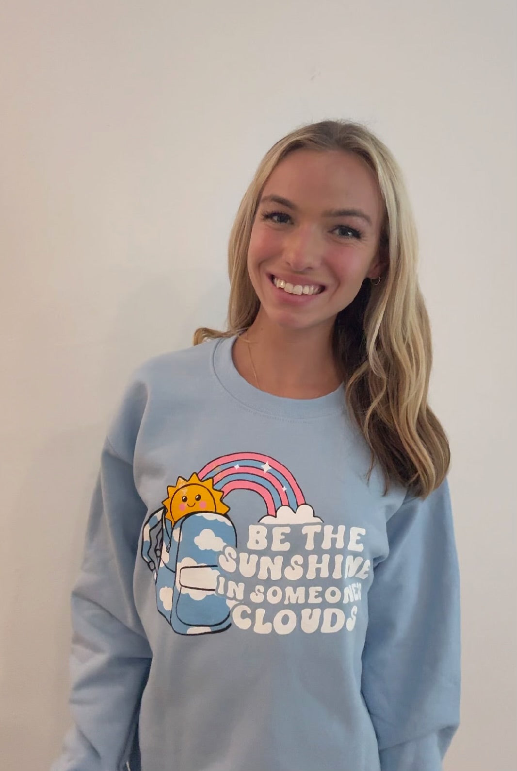 'Be the Sunshine' Backpack Graphic Sweatshirt: Prep Obsessed x Weather With Lauren (Ships in 2-3 Weeks)